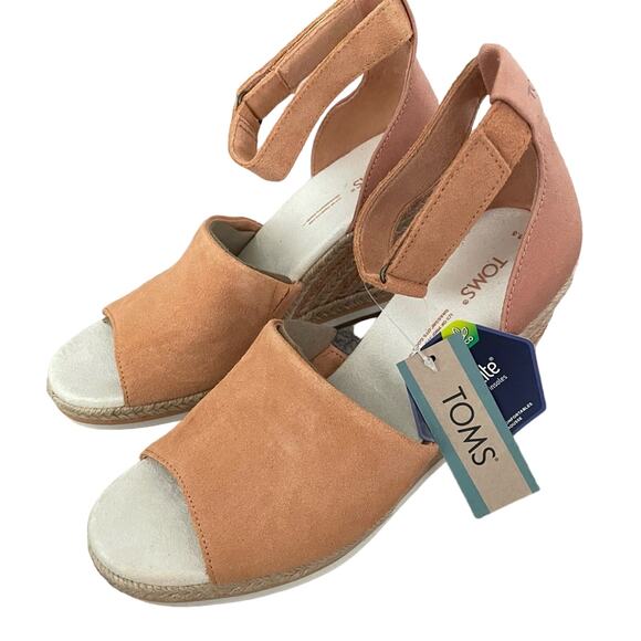Toms Shoes - Toms Wedge Heels Peep Toe Sandals Size 8.5 New